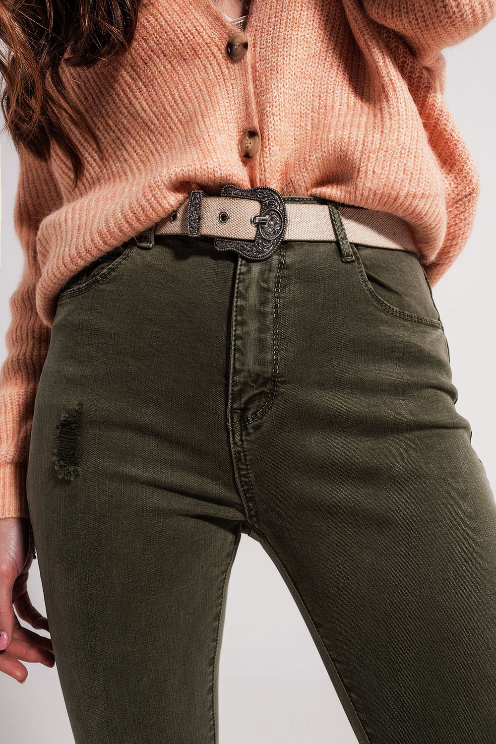 Ripped skinny jean in green Szua Store