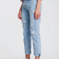 ripped straight fit jeans in light denim Szua Store