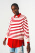 Q2 Round neck jumper in red stripe