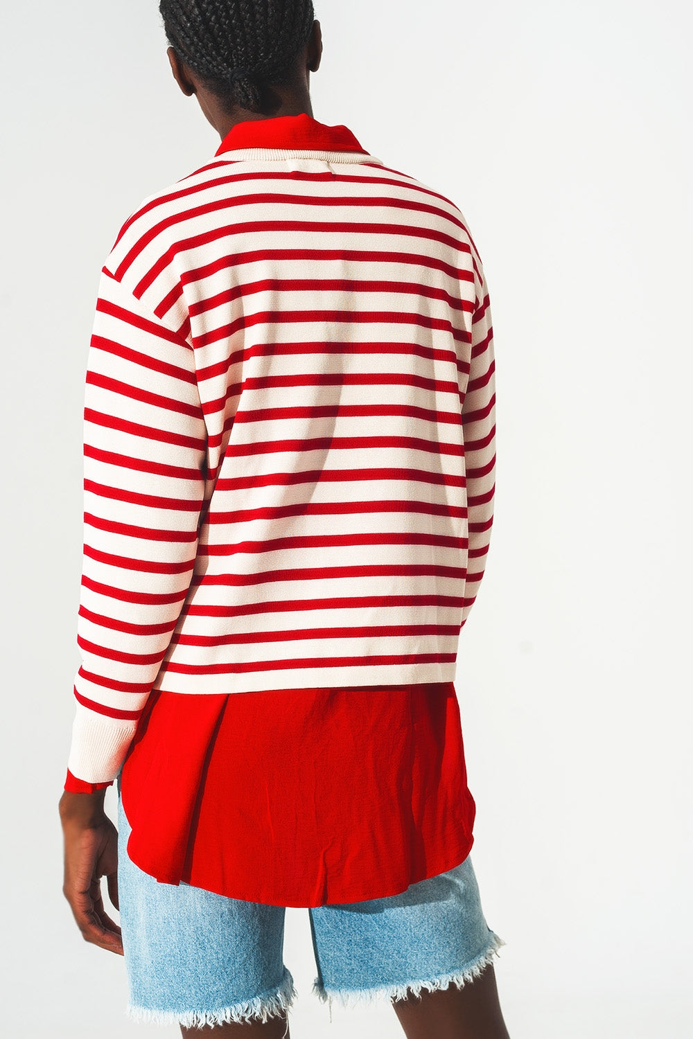Round neck jumper in red stripe - Szua Store