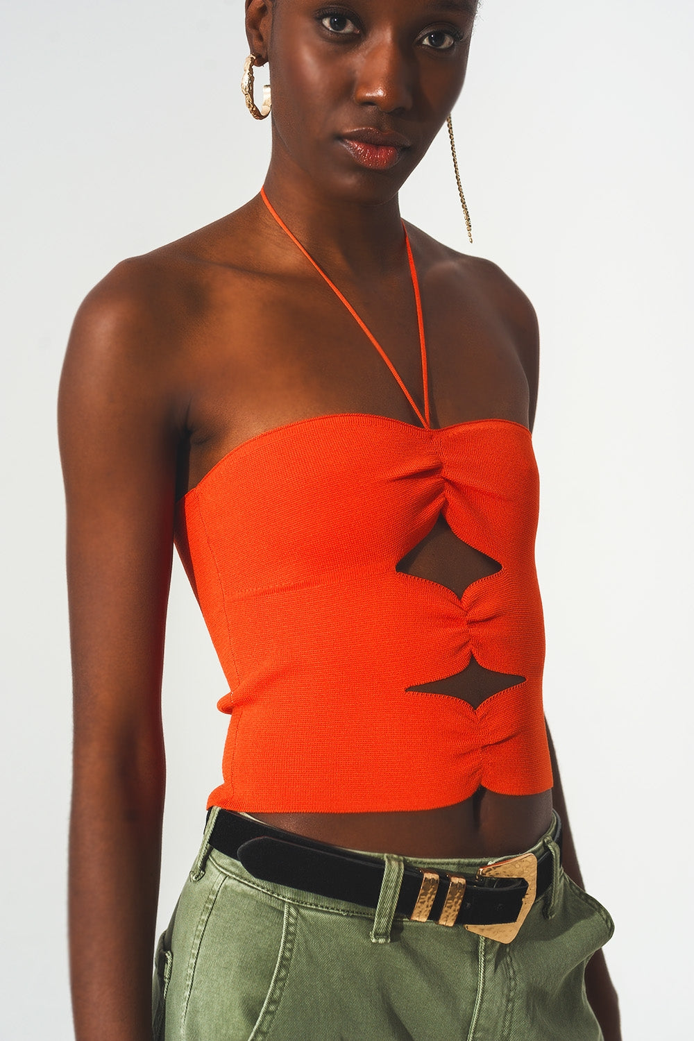 Q2 Ruched top in orange