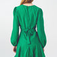 Ruffle V Neck Dress in Green - Szua Store