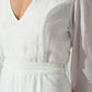 Ruffle V Neck Dress in White - Szua Store