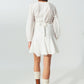 Ruffle V Neck Dress in White - Szua Store