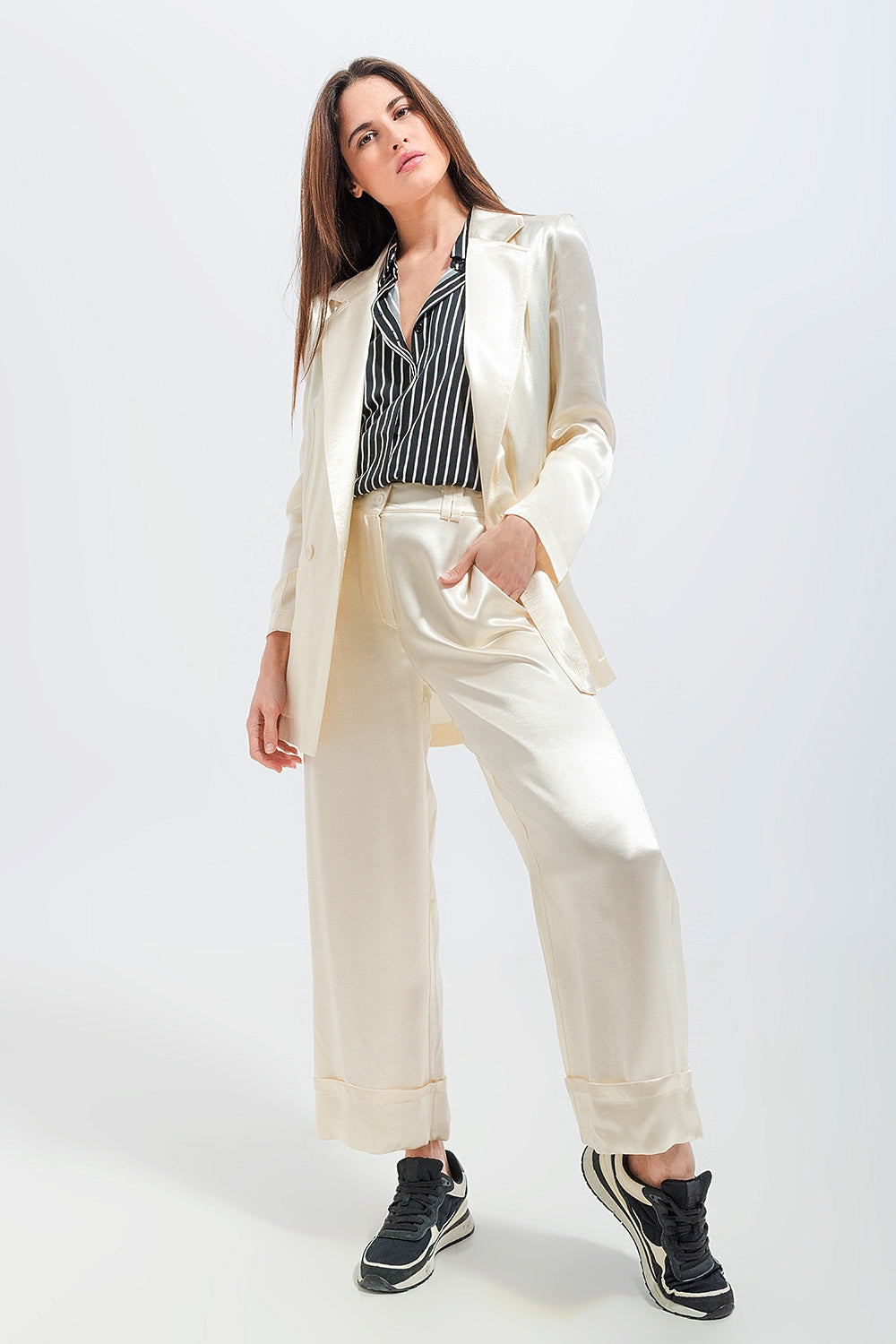 Satin blazer in cream Szua Store