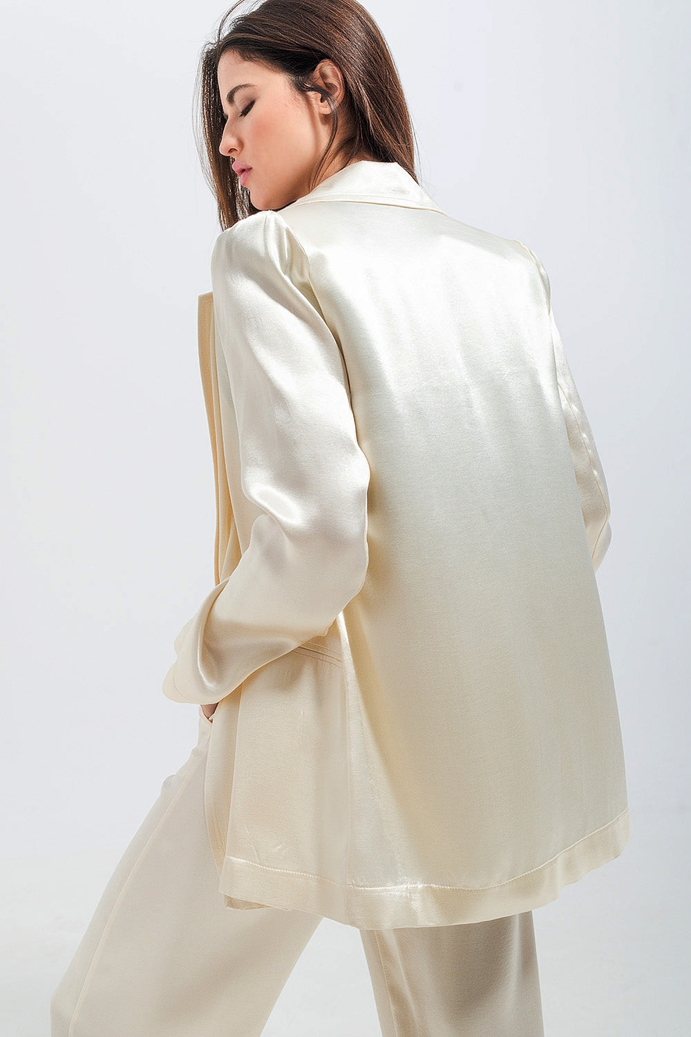 Satin blazer in cream Szua Store