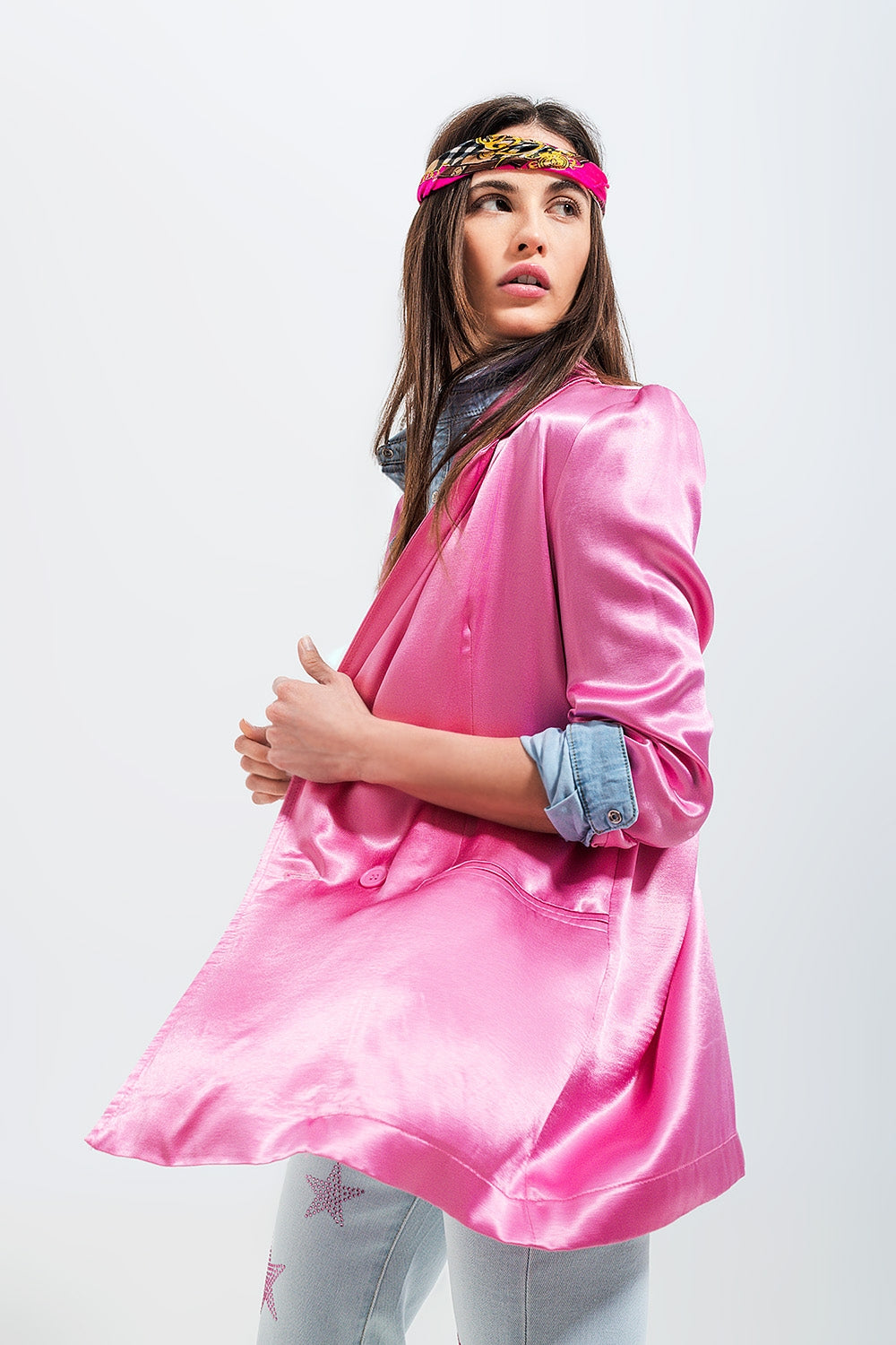 Satin blazer in pink Szua Store