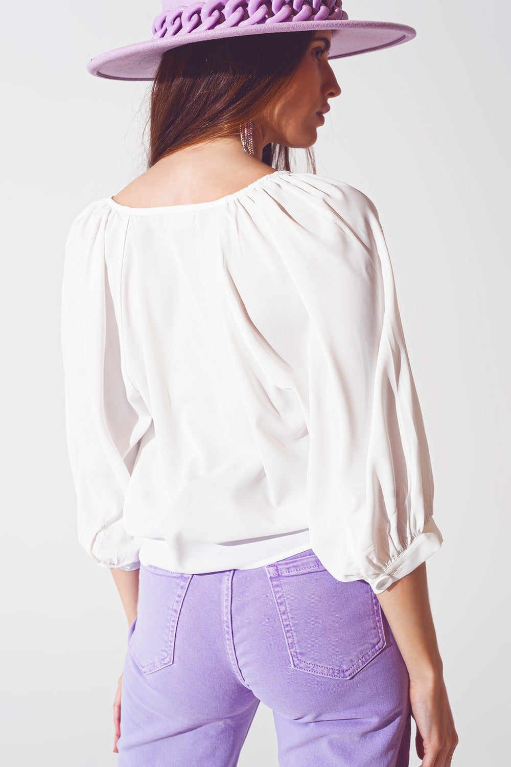 Satin button through shirt in cream - Szua Store