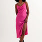 Q2 Satin cami strap mini dress in fucsia