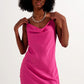 Satin cami strap mini dress in fucsia - Szua Store