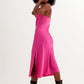 Satin cami strap mini dress in fucsia - Szua Store