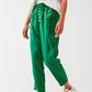 Q2 Satin Cropped Pants in Green