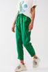 Q2 Satin Cropped Pants in Green