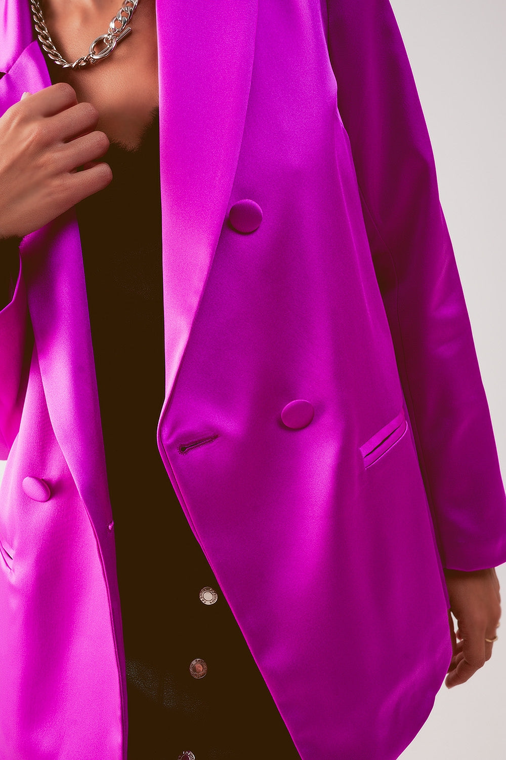 Satin double breasted suit blazer in fuchsia Szua Store