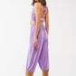 Satin Halter Neck Pleated Maxi Jumpsuit in lilac - Szua Store
