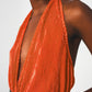 Satin halter neck pleated maxi jumpsuit in orange - Szua Store