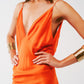 Satin Maxi Dress with Spaghetti Straps in Orange - Szua Store