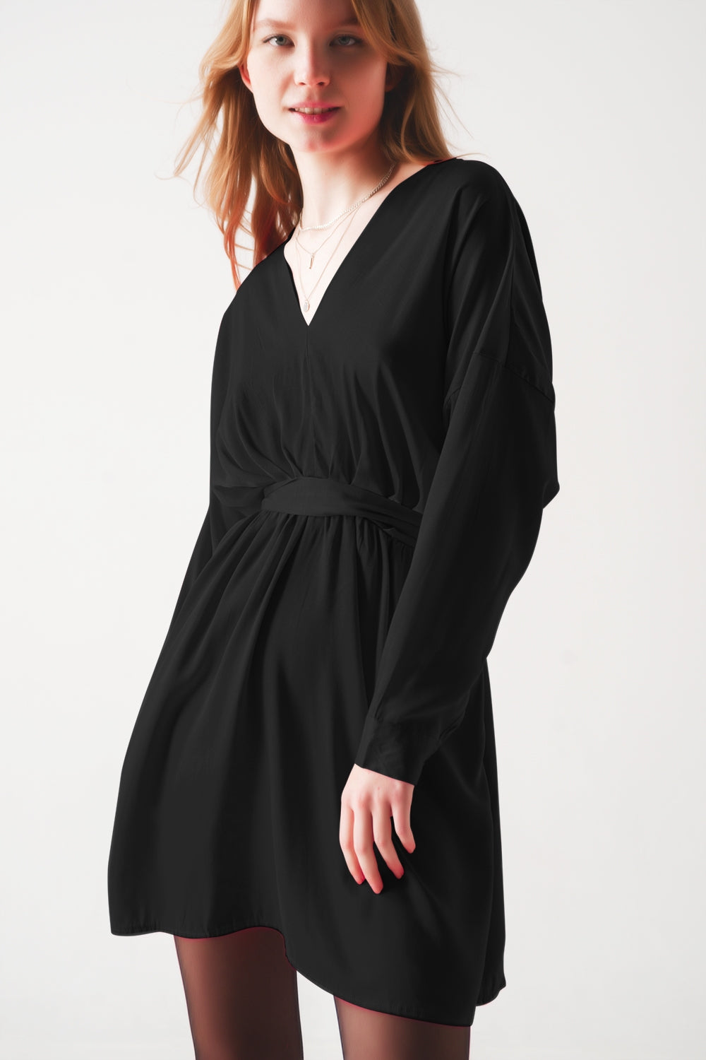 Satin mini dress in black Szua Store