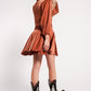 Satin mini dress with belt in orange Szua Store