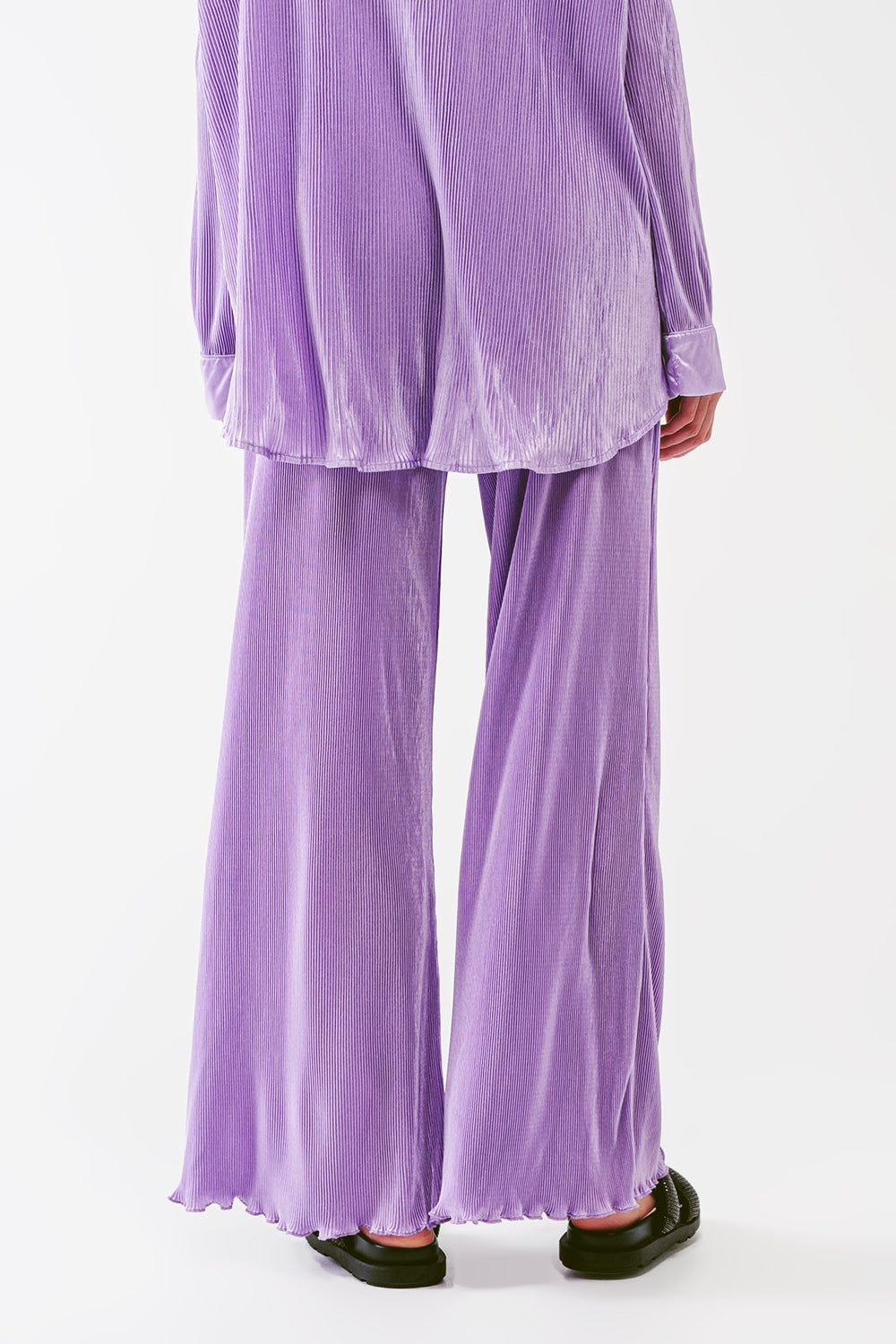 Satin Pleated Wide Leg Pants in lilac - Szua Store