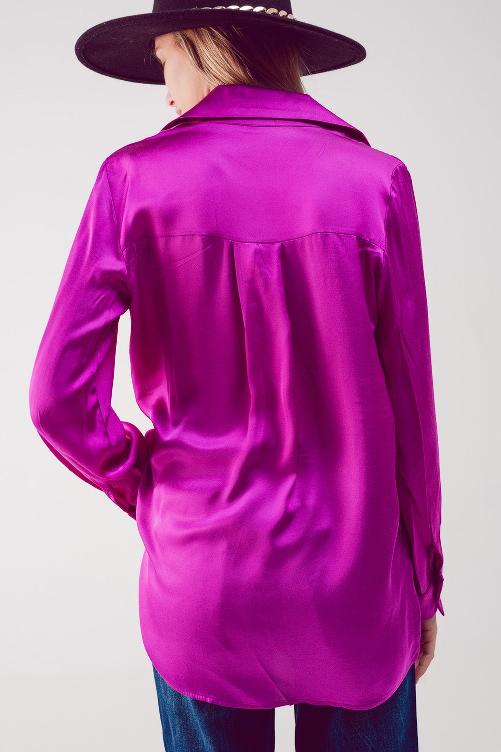 Satin shirt in fuchsia Szua Store