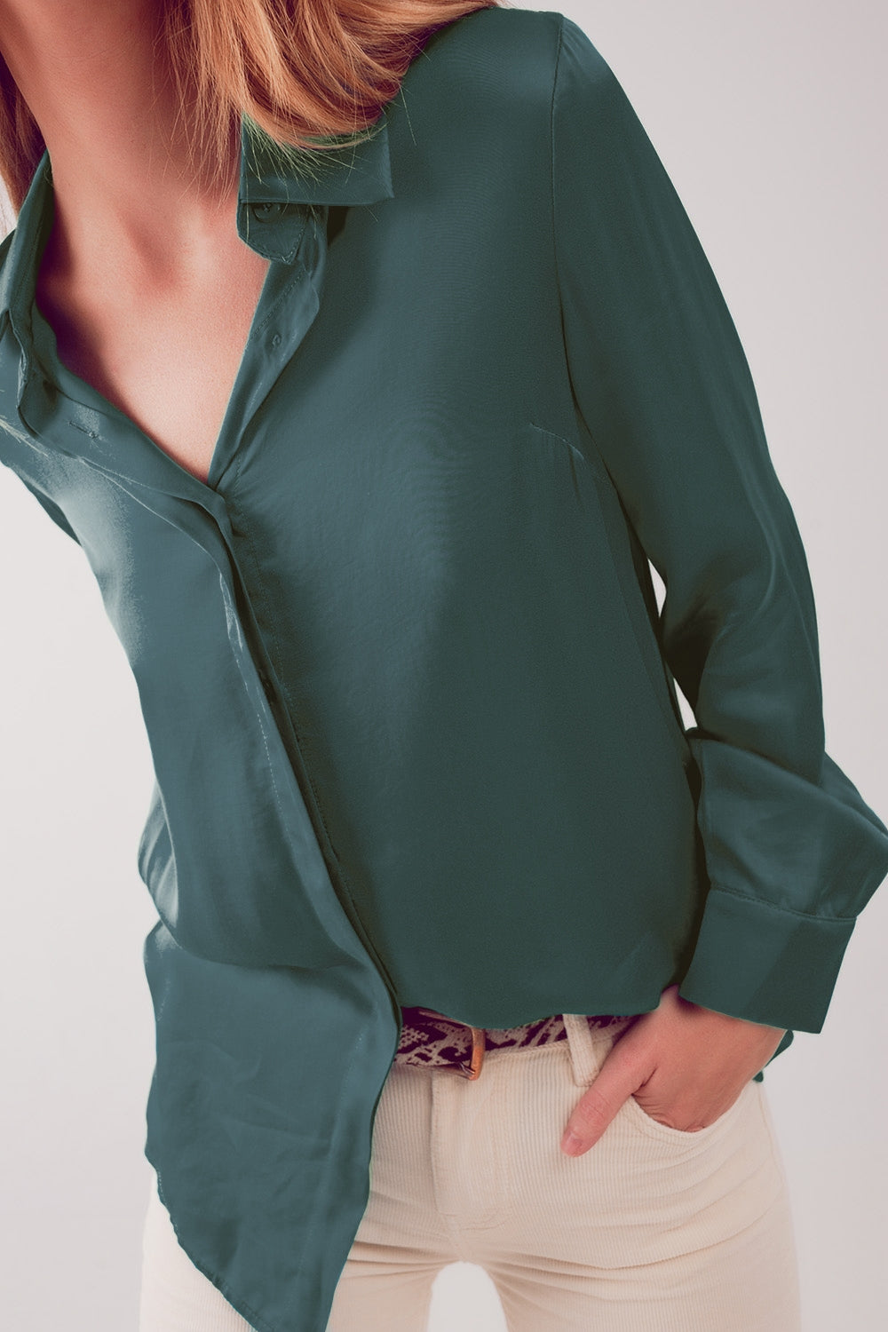 Satin shirt in green - Szua Store