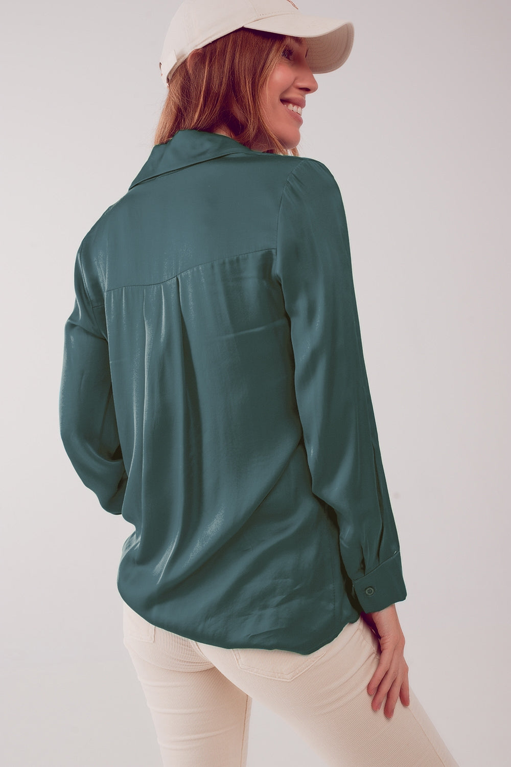 Satin shirt in green - Szua Store