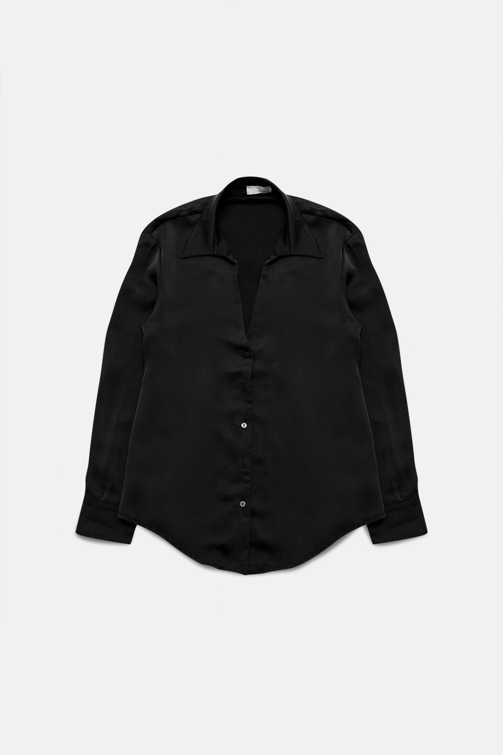 Satin shirt with v neck in black - Szua Store