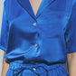 Satin Short Sleeve Shirt in Blue - Szua Store
