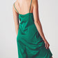 Satin Sleeveless Midi Dress in Bottle Green - Szua Store