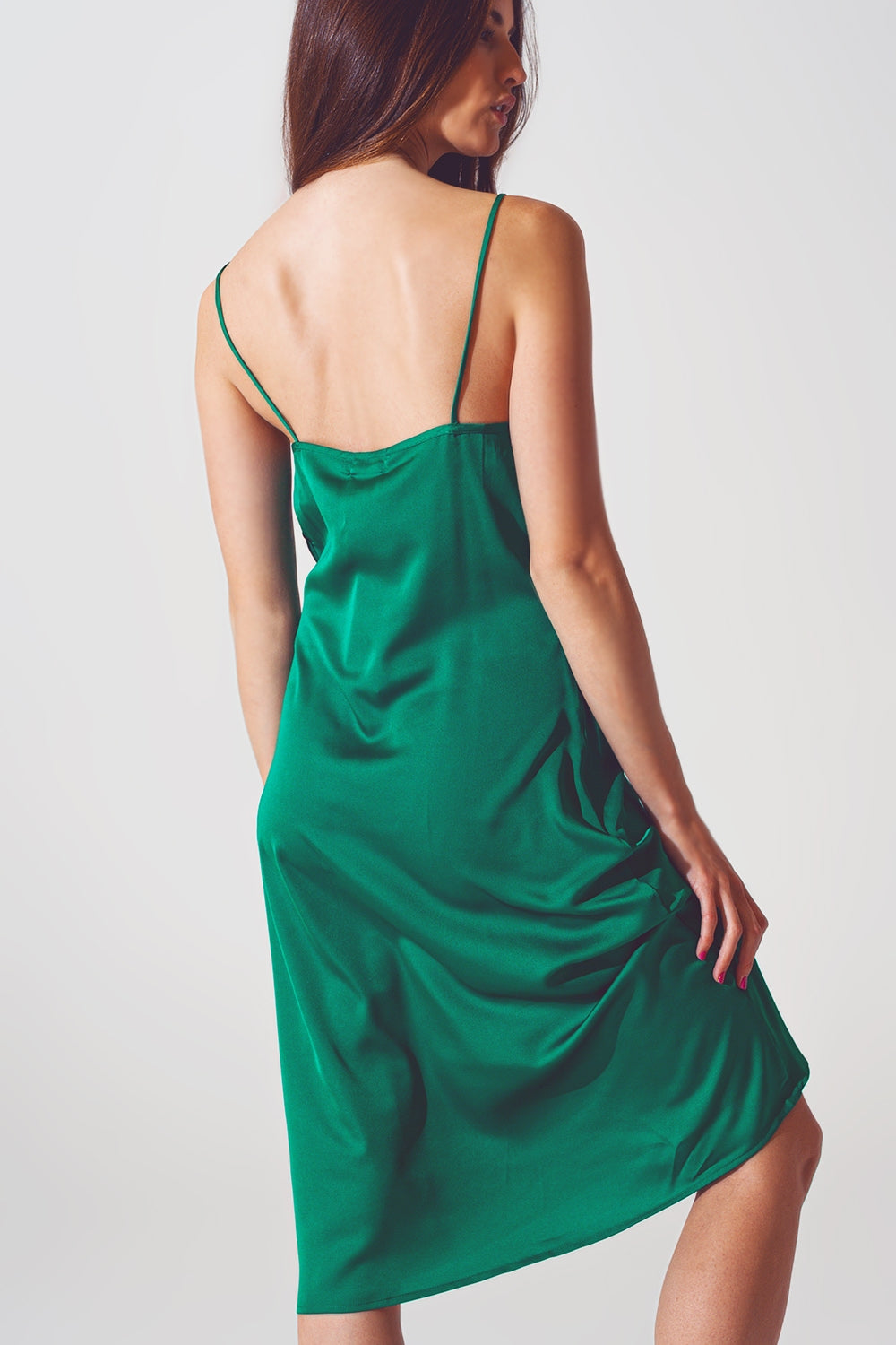 Satin Sleeveless Midi Dress in Bottle Green - Szua Store