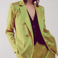 Satin tailored double breast blazer in lime Szua Store