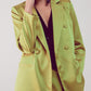 Satin tailored double breast blazer in lime Szua Store