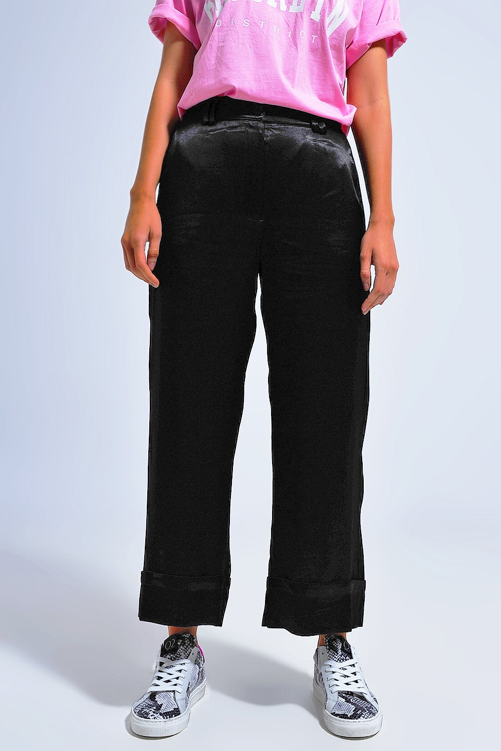 Satin wide leg suit Pants in black Szua Store