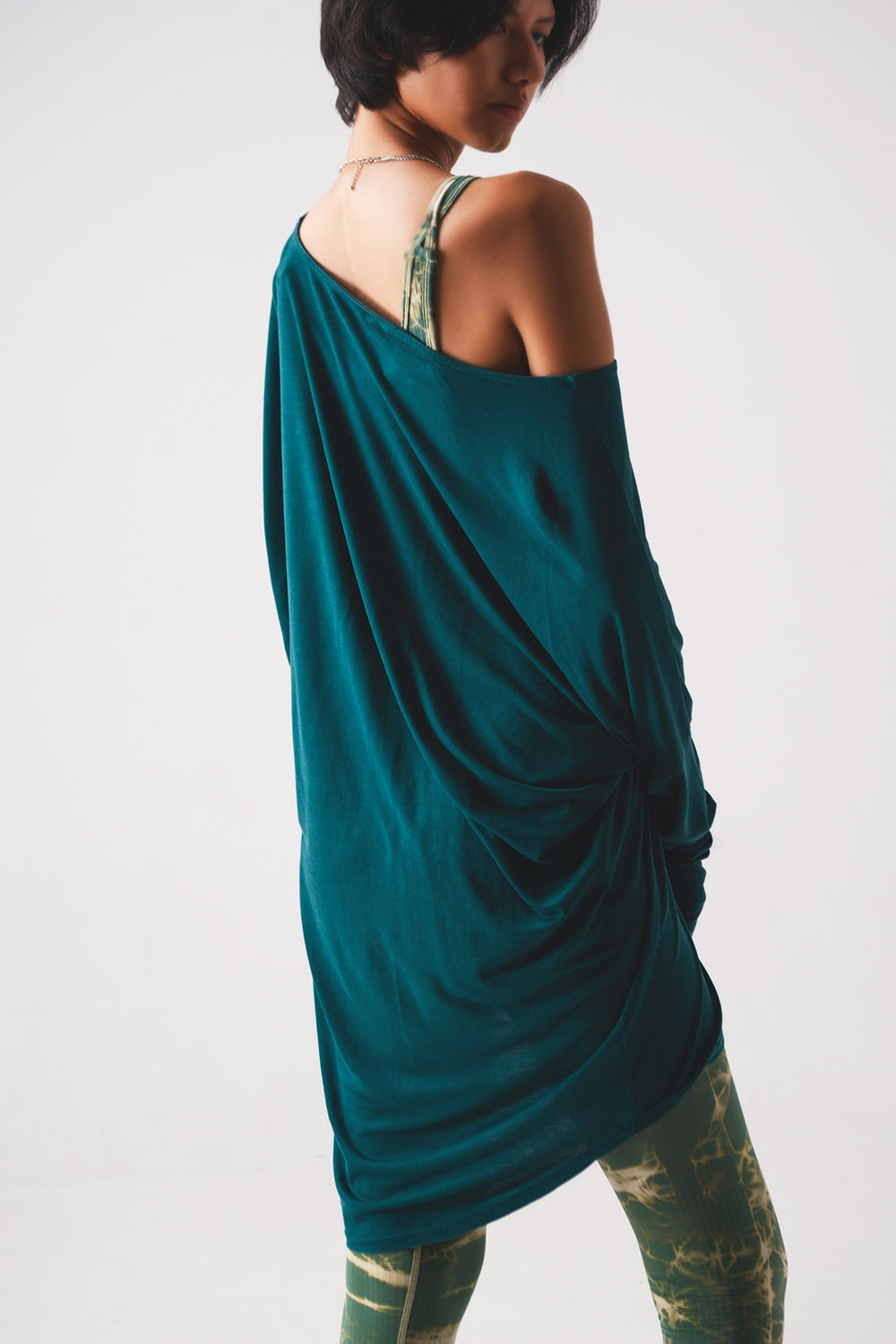 Scoop neck top in green tencel fabric Szua Store