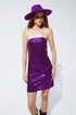 Q2 Sequin bandeau mini pencil dress in purple