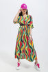 Shirt dress in green abstract swirl print Szua Store