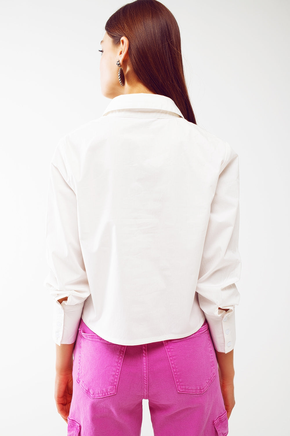 Shirt With Fringe strass Collar in White - Szua Store