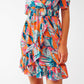 Short Belted Wrap Dress With Floral Print in Orange - Szua Store