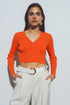 Q2 short ribbed cardigan in orange