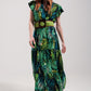 Short sleeve tiered midi dress in tropical print Szua Store
