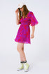 Q2 short sleeve V-neck chiffon mini dress in floral print