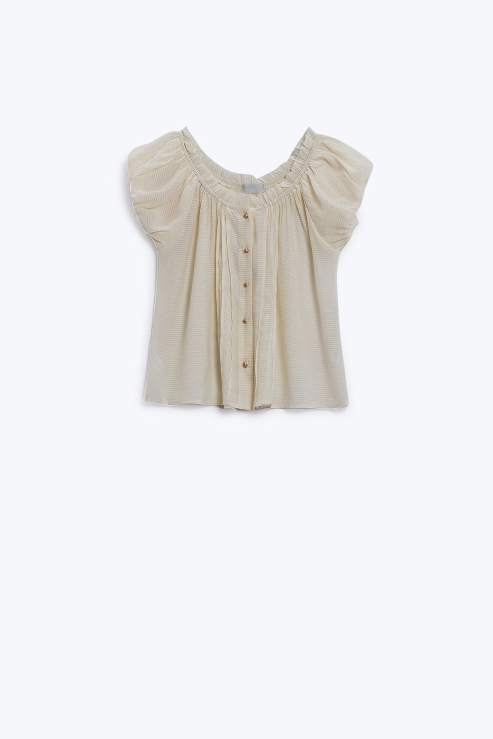 Short sleeves blouse in white with frontal buttons