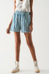 Q2 Shorts with Elastic Waist in Blue Stripes