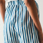 Shorts with Elastic Waist in Blue Stripes - Szua Store