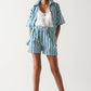 Shorts with Elastic Waist in Blue Stripes - Szua Store