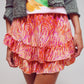 Shorts With Frilly Hem In Abstract Zebra Print In Orange And Fuchsia - Szua Store