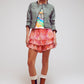 Shorts With Frilly Hem In Abstract Zebra Print In Orange And Fuchsia - Szua Store