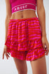 Shorts With Frilly Hem In Zebra Print In Orange And Fuchsia - Szua Store