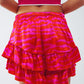 Shorts With Frilly Hem In Zebra Print In Orange And Fuchsia - Szua Store